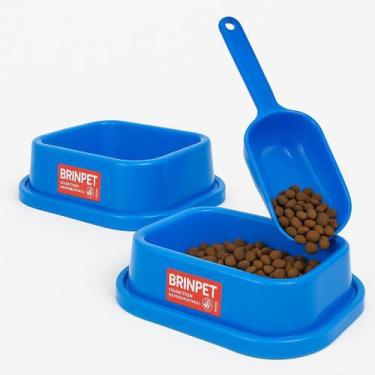 Imagem de Kit Comedouro Anti-Formiga + Pá Dosadora de Ração Praticidade e Higien