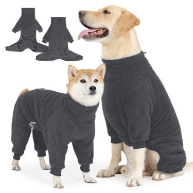 Imagem de Pinellia Suéter de lã para cães pequenos, médios e grandes, para corrida, caminhada, sono, jaqueta de inverno e roupas à prova de vento, casaco pequeno cinza