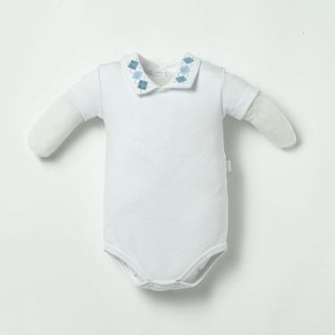 Imagem de Body Curto Hug Com Gola Bordada de Losango Branco