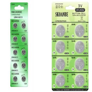 Imagem de Bateria de célula tipo moeda SKOANBE LR44 1,5 V 10 unidades + CR2032 3