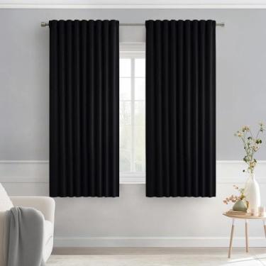 Imagem de Conjunto de 2 painéis Blackout Curtains MIULEE Black 160x160cm