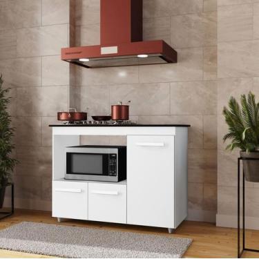 Imagem de Balcão Para Cooktop 3 Portas Armário De Cozinha Ana Branco - LaHome De