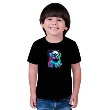Imagem de Camiseta Masculina Infatil Panda Old School Player - marcelo, Preto, 4