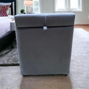 Imagem de Puff Baú Decorativo Quadrado Para Sala Quarto Suede Cinza Madelina Dec