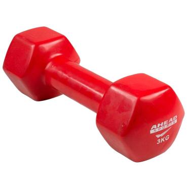 Imagem de Halter Sextavado em Vinil Ahead Sports 3kg Vermelho-Unissex