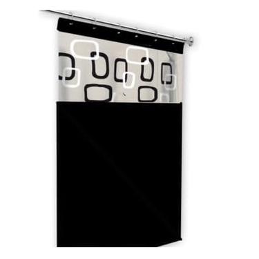 Imagem de Cortina Box 1,80x2,00m Com Ganchos Pvc Antimofo Cores e Estampas Variadas (Ibiza Preto)