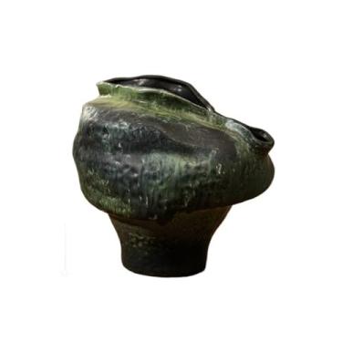 Imagem de macetes para plantas Bacia de cerâmica retrô chinesa para plantas Jingdezhen, grossa para flores, ornamento arte criativa para casa de jardim(Green)