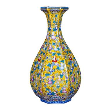 Imagem de Vaso de flores estilo chinês vaso de cerâmica chinês retrô pintado esmalte porcelana vaso de flores 26 cm grande vasos decorativos de grés sala de estar quarto de