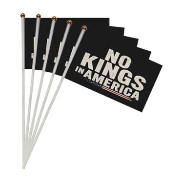 Imagem de 10 conjuntos NO King in Amercia Pequenas Bandeiras em Stricks, Mini Bandeira Portátil Resistente, Bandeiras de 12 x 20 cm para Decorações de Pátio Externo de Férias (NÃO King, 10)