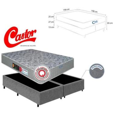 Imagem de Colchão Castor Queen Sleep Max D33 Firme com Base Box Bipartida Blinda