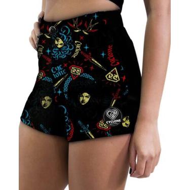 Imagem de Short Feminino Cyclone Veludo Medusa Diamond Light, Preto, Azul, PP