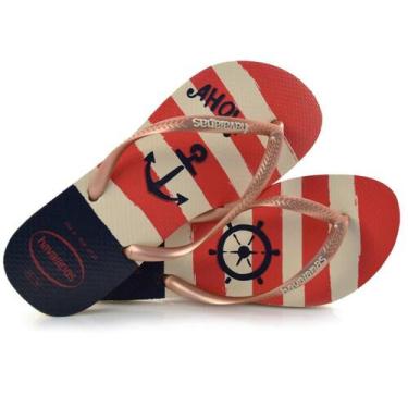 Imagem de Chinelo Havaianas Slim Nautical 4137125, Bege, 39/40