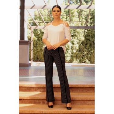 Imagem de Calça Pau a Pique Poliamida Listrada Preto