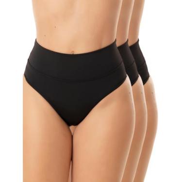 Imagem de Kit 3 Calcinhas Cinta Suplex Cós Alto Modeladora Gestante Pós-Parto Co