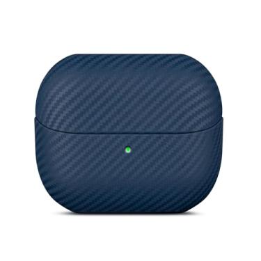 Imagem de LOPIE Capa de couro para Samsung Galaxy Buds 3 / Buds3 Pro/Samsung Buds 3 FE capa com cordão - feita de couro verdadeiro - estilo fibra de carbono - capa dura de proteção contra quedas feita à mão
