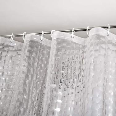 Imagem de WELTRXE Forro de cortina de chuveiro extralongo com ímãs, 182 x 213 cm, impermeável, cubo de água 3D, cortinas de chuveiro transparentes para banheiro, sem cheiro químico, resistente, extra longo para
