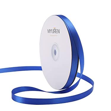 Imagem de Fita de cetim sólida de 9,5 cm (3/20.3 cm) fita de cetim dupla face azul real para artesanato, embrulho de presente, lembrancinha de festa, chá de bebê, enfeites de convite, acessórios de cabelo DIY