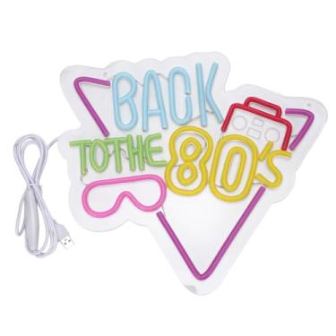 Imagem de Cryfokt Luz de Néon Led Vibrante 80s Tema Pano de Fundo Sinal para Decoração de Parede Fotografia Fundo Alimentado por Usb para Festas Retro Material Acrílico