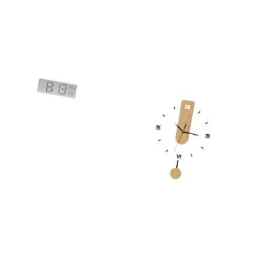 Imagem de Fenteer Relógio de Parede Digital Acrílico com Ornamento Multiuso, Display Grande, Silencioso, Numerais Romanos, Temperatura, Umidade, Decoração para Casa, Es