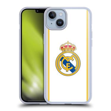 Imagem de Head Case Designs Capa de gel com emblema branco oficialmente licenciada pelo Real Madrid CF [proteção de grau militar] compatível com Apple iPhone 14 Plus e compatível com MagSafe