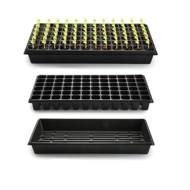 Imagem de RooTrimmer Pacote com 10 bandejas sem furos e 10 bandejas para iniciantes de 72 células, 50,8 cm x 25,4 cm - Kit de plástico reutilizável para iniciantes para microgreens, germinação de sementes e