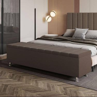 Imagem de Calçadeira Baú Recamier Estofado Casal 140 Cm ônix Corino Marrom