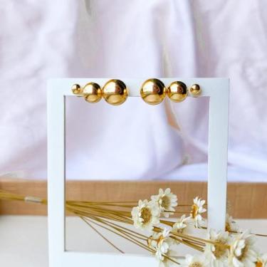 Imagem de Brinco trio bolinha em três tamanhos - Taila Joias