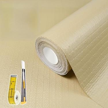 Imagem de Forros de prateleira para armários de cozinha 30,5 cm x 20 m, forro de gaveta não adesivo bege puro forro de prateleira engrossado antiderrapante fácil de limpar para caixa de ferramentas geladeira