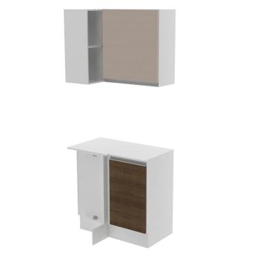 Imagem de Conjunto Canto Reto Smart MDF 2 Portas Nicho Crema Madesa