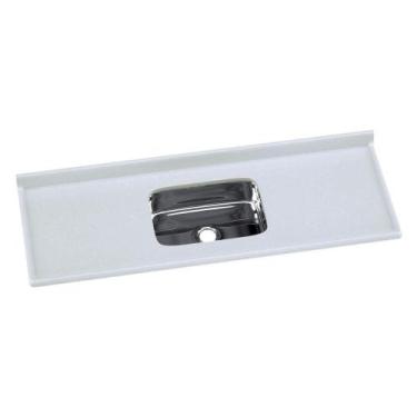 Imagem de Pia De Cozinha Mármore Sintético 150x55cm Com Cuba Aço Inox Multimóvei