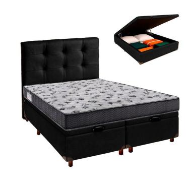 Imagem de Conjunto Cama Box Bau Blindado Casal + Colchão D33 Iso100 Ortobom + Cabeceira