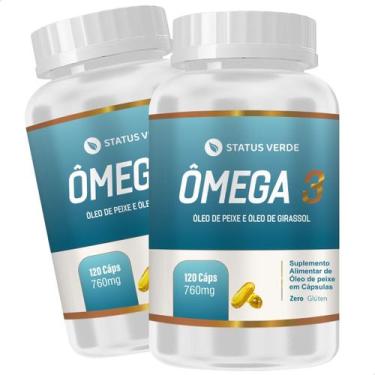 Imagem de 2 Potes Ômega 3 Óleo de Peixe 760mg Kit 240 Cáps - Suplemento Natural