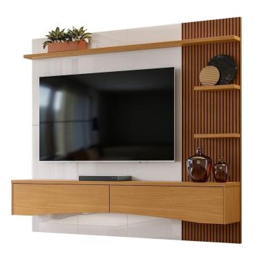 Imagem de Painel Para Tv De Até 65 2 Gavetas Elise Off White Perolizado-tauari Ripado