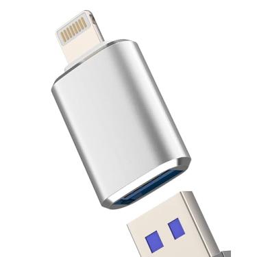 Imagem de Adaptador USB Lightning OTG 3.0 para iPhone para iPad para dispositivo Apple, conector USB-A para teclado, mouse, pen drive, câmera, leitor de cartão, cabo de transferência de dados, cartão de memória