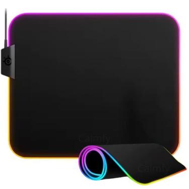 Imagem de Mouse Pad Gamer Para Jogos com RGB LED Com 13 Modos de Iluminação 35x25cm Grande, Macio Superfície de Velocidade, Base Antiderrapante em Borracha e Borda Arredondada