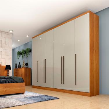 Imagem de Guarda Roupa Sevilla Casal 6 Portas 8 Gavetas Tcil Cor:cinamomo-off