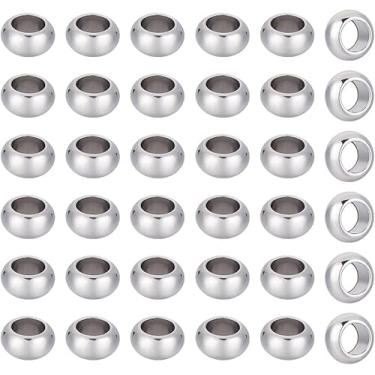 Imagem de 60 peças de contas espaçadoras Rondelle de aço inoxidável, contas soltas de 6 mm, pinge...