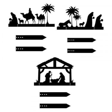 Imagem de KiBcsLic Placa de jardim com silhueta de presépio, ornamento para presente, decoração de jardim de Natal fácil de instalar para caminho externo de Natal, Style a B C