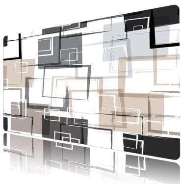 Imagem de MEUNEAR Mouse pad grande preto e branco, acessórios de mesa para jogos, marrom e cinza, abstrato geométrico, tapete de mesa com base de borracha antiderrapante para teclado e mouse, tapete de