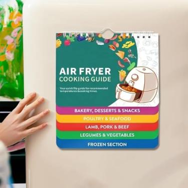Imagem de 1 pacote com folheto de guia de culinária de ímã para fritadeira de ar - Receitas de fritadeira a ar - Forro de fritadeira a ar - Aparelho de presente de cozinha para fritadeira a ar