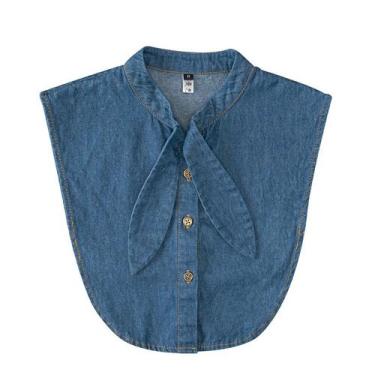 Imagem de Gola jeans falsa com orelhas de coelho para blusa - Design divertido -