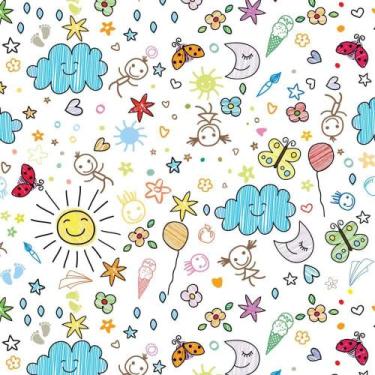 Imagem de Papel de Presente Bobina Couchê 40CM Riscos e Rabisco 100M - Gessele