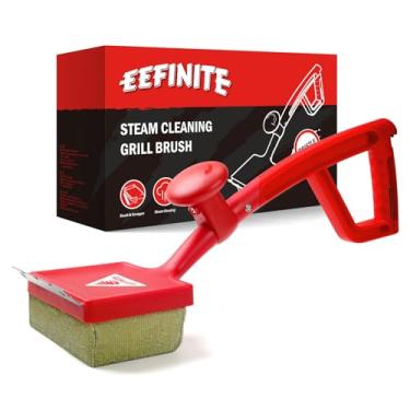 Imagem de EEFINITE Escova de churrasqueira a vapor, sem cerdas, escova de churrasqueira de limpeza segura com raspador, cabeça de esfregão substituível e segura para lava-louças, ferramenta de limpeza de grelha