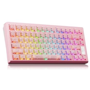 Imagem de OOCTPK Teclado para jogos Chilkey Slice75 HE: teclado de alumínio com efeito Hall com interruptor de fluxo, gatilho rápido, sondagem de 8K, interruptor magnético RGB por tecla para jogos (rosa