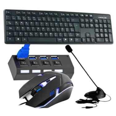 Imagem de Kit Teclado USB C3Tech + Mouse Gamer C3Tech 1600 Dpi + Microfone Multimídia De Mesa + Hub USB 3.0 4 Portas