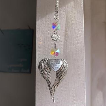 Imagem de Pingente de bola de cristal com asas de anjo SunCatcher para decoração de parede criador de arco-íris decoração de janela de jardim ao ar livre