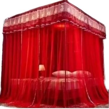 Imagem de Mosquiteiro Palácio com Armação para Cama Casal/Box/Queen Proteção Contra Mosquitos(vermelho)