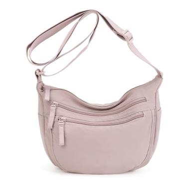 Imagem de Bolsa tiracolo pequena crescente para mulheres, bolsa de mão Hobo moderna, linda bolsa de ombro casual, rosa
