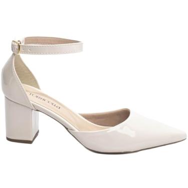 Imagem de Sapato Scarpin Off White Salto 6,5cm Fivela de Ajuste na Cor Dourado, Torricell@ REF.: 606B (BR, Adulto, Numérico, 37)