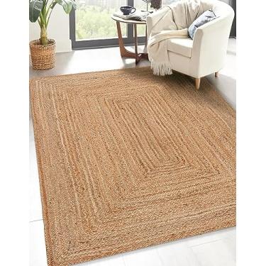 Imagem de Goroly Home Tapete trançado de juta tecido à mão, 10 x 1,8 m - cor natural, tapetes de entrada Boho reversíveis para cozinha, sala de estar, casa de fazenda, interior e exterior - 122 x 182 cm
